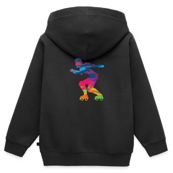 Patins en ligne patinage roller roller - Sweat Premium à capuche zippé enfant bio - noir - Dos - AI Model Kid Male (0cm)