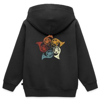 Retro Blaskapelle Waldhorn & Hornist - Kinder Premium Organic Zip Hoodie - Schwarz - Hinten - AI Model Kid Male (0cm)