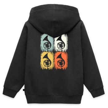 Retro Blaskapelle Waldhorn & Hornist - Kinder Premium Organic Zip Hoodie - Schwarz - Hinten - AI Model Kid Male (0cm)