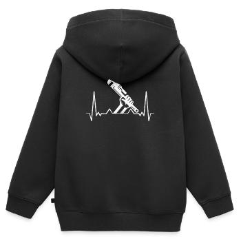 Herzschlag Klempner und Bastler - Kinder Premium Organic Zip Hoodie - Schwarz - Hinten - AI Model Kid Male (0cm)
