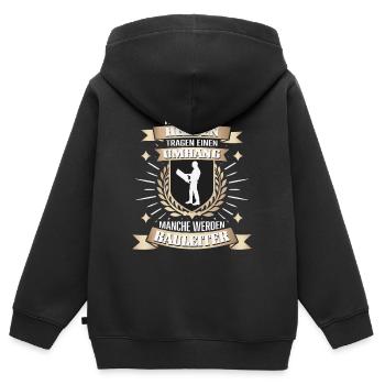 Bauleiter, Ehrgeiz und Einsatz pur - Kinder Premium Organic Zip Hoodie - Schwarz - Hinten - AI Model Kid Male (0cm)