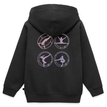 Farbenfrohes Rhönrad mit Rhönradturnerin - Kinder Premium Organic Zip Hoodie - Schwarz - Hinten - AI Model Kid Male (0cm)