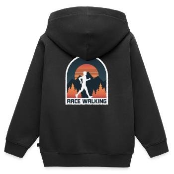 Marcher, marcher dans la belle nature - Sweat Premium à capuche zippé enfant bio - noir - Dos - AI Model Kid Male (0cm)