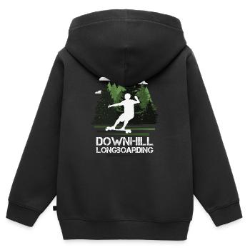 Longboard Downhill, nature merveilleuse - Sweat Premium à capuche zippé enfant bio - noir - Dos - AI Model Kid Male (0cm)