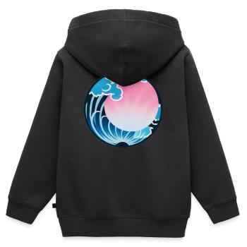 Rosa Kanagawa - Kinder Premium Organic Zip Hoodie - Schwarz - Hinten - AI Model Kid Male (0cm)