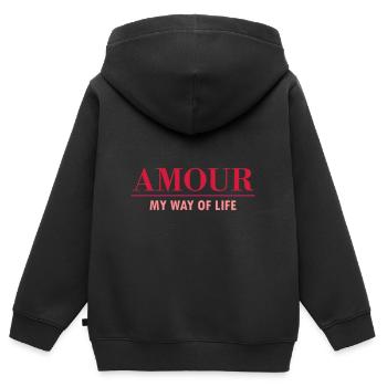 Amour, my way of life (Linie) - Kinder Premium Organic Zip Hoodie - Schwarz - Hinten - AI Model Kid Male (0cm)