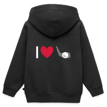 Ich liebe Golfen (Golfschläger, Herz, Golfball) - Kinder Premium Organic Zip Hoodie - Schwarz - Hinten - AI Model Kid Male (0cm)