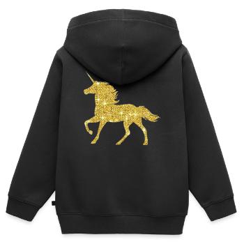 Golden Unicorn Goldenes Einhorn - Kinder Premium Organic Zip Hoodie - Schwarz - Hinten - AI Model Kid Male (0cm)