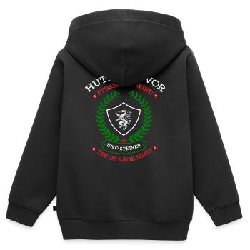 Steiermark - Kinder Premium Organic Zip Hoodie - Schwarz - Hinten - AI Model Kid Male (0cm)