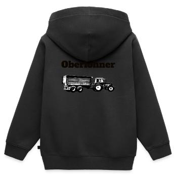 Oberlohner Schlepper Trecker Anhänger Lohner - Kinder Premium Organic Zip Hoodie - Schwarz - Hinten - AI Model Kid Male (0cm)