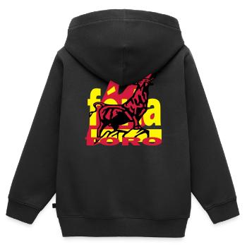 Feria 2 - Kinder Premium Organic Zip Hoodie - Schwarz - Hinten - AI Model Kid Male (0cm)