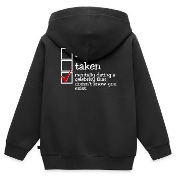 Mentally dating a celebrity (dark) - Kinder Premium Organic Zip Hoodie - Schwarz - Hinten - AI Model Kid Male (0cm)