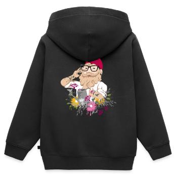 Un Hipster de jardin - Sweat Premium à capuche zippé enfant bio - noir - Dos - AI Model Kid Male (0cm)