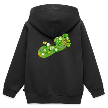 Ökologischer Fußabdruck - Kinder Premium Organic Zip Hoodie - Schwarz - Hinten - AI Model Kid Male (0cm)