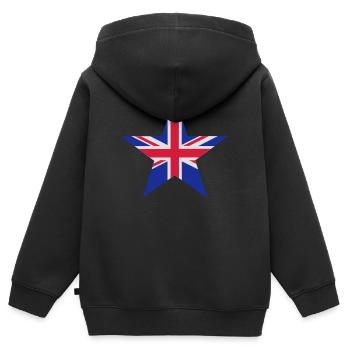 British star - Kids Premium Organic Zip-up Hoodie - black - Back - AI Model Kid Male (0cm)