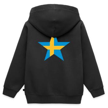 Schwedische Stern - Kinder Premium Organic Zip Hoodie - Schwarz - Hinten - AI Model Kid Male (0cm)