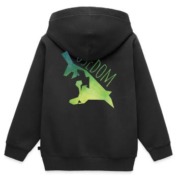 usedom - Kinder Premium Organic Zip Hoodie - Schwarz - Hinten - AI Model Kid Male (0cm)