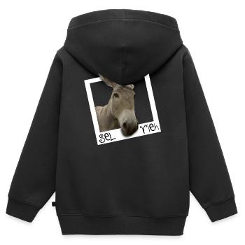 Selfie - Sel Vieh - Kinder Premium Organic Zip Hoodie - Schwarz - Hinten - AI Model Kid Male (0cm)