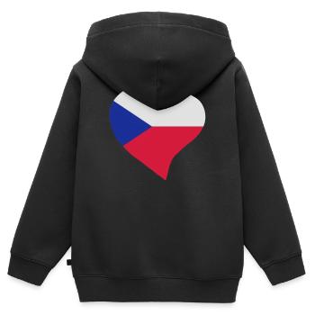 Tschechische Herz - Kinder Premium Organic Zip Hoodie - Schwarz - Hinten - AI Model Kid Male (0cm)