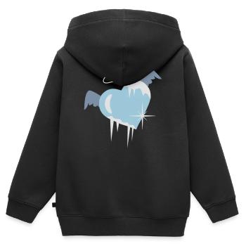 coeur froid avec une auréole, les ailes et glaçons - Sweat Premium à capuche zippé enfant bio - noir - Dos - AI Model Kid Male (0cm)