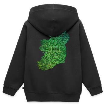 Celtic Map of Ireland - Sweat Premium à capuche zippé enfant bio - noir - Dos - AI Model Kid Male (0cm)