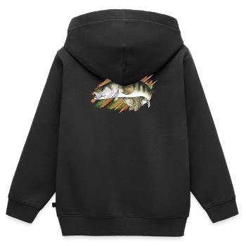 pike-perch - Sweat Premium à capuche zippé enfant bio - noir - Dos - AI Model Kid Male (0cm)