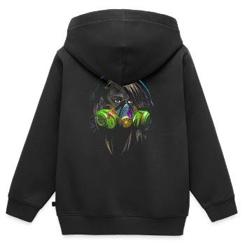 graffiti - Sweat Premium à capuche zippé enfant bio - noir - Dos - AI Model Kid Male (0cm)
