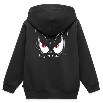 süßes Monster Gesicht mit roten Pupillen - Kinder Premium Organic Zip Hoodie - Schwarz - Hinten - AI Model Kid Male (0cm)