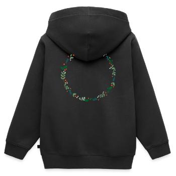 Immergrüner Kranz - Kinder Premium Organic Zip Hoodie - Schwarz - Hinten - AI Model Kid Male (0cm)