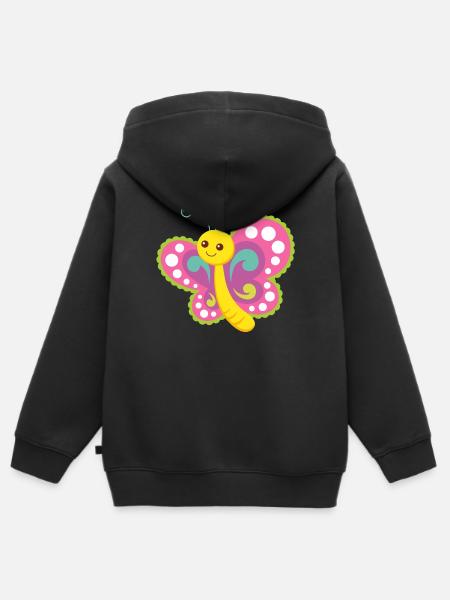 papillon - Sweat Premium à capuche zippé enfant bio - noir