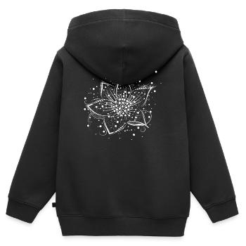 weiße Blüte - Kinder Premium Organic Zip Hoodie - Schwarz - Hinten - AI Model Kid Male (0cm)