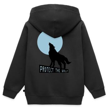 loup wolf - Sweat Premium à capuche zippé enfant bio - noir - Dos - AI Model Kid Male (0cm)