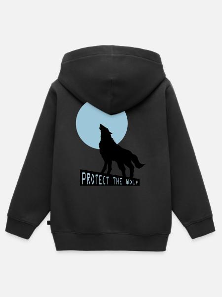 Wolf wolf - Kids Premium Organic Zip-up Hoodie - black