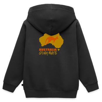 Australien - Kinder Premium Organic Zip Hoodie - Schwarz - Hinten - AI Model Kid Male (0cm)