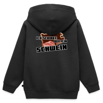 Schinke wie ein Schwein Metzger Geschenk Grillen - Kinder Premium Organic Zip Hoodie - Schwarz - Hinten - AI Model Kid Male (0cm)