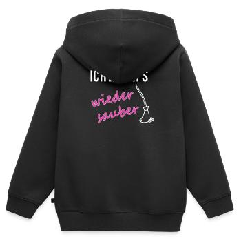 PARTNERSHIRT sauber Mama - Kinder Premium Organic Zip Hoodie - Schwarz - Hinten - AI Model Kid Male (0cm)