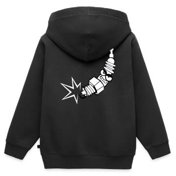 Spark plug comic with face - Kids Premium Organic Zip-up Hoodie - black - Back - AI Model Kid Male (0cm)