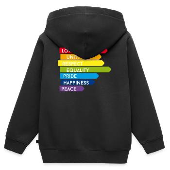 gay pride csd Regenbogen homo Parade stolz ehe lol - Kinder Premium Organic Zip Hoodie - Schwarz - Hinten - AI Model Kid Male (0cm)