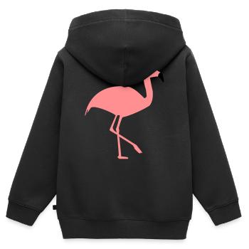 Flamingo - Sweat Premium à capuche zippé enfant bio - noir - Dos - AI Model Kid Male (0cm)