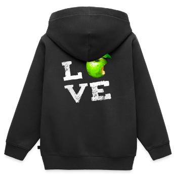 love obst Apfel grün abgebissen Symbol pc Nerd fun - Kinder Premium Organic Zip Hoodie - Schwarz - Hinten - AI Model Kid Male (0cm)
