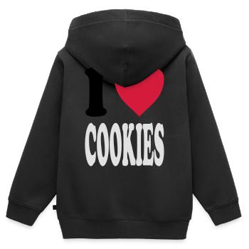 I love COOKIES (Farben anpassbar!) - Kinder Premium Organic Zip Hoodie - Schwarz - Hinten - AI Model Kid Male (0cm)