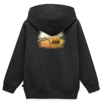 Ernte - Kinder Premium Organic Zip Hoodie - Schwarz - Hinten - AI Model Kid Male (0cm)