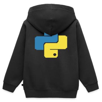 Python Pixelart - Kinder Premium Organic Zip Hoodie - Schwarz - Hinten - AI Model Kid Male (0cm)