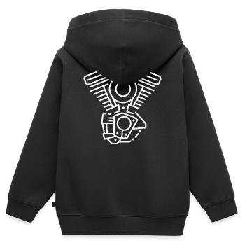 V Zwilling - Kinder Premium Organic Zip Hoodie - Schwarz - Hinten - AI Model Kid Male (0cm)
