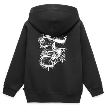 kunstvolle Kalligraphie Buchstabe F - Kinder Premium Organic Zip Hoodie - Schwarz - Hinten - AI Model Kid Male (0cm)