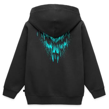 Crâne turquoise - Sweat Premium à capuche zippé enfant bio - noir - Dos - AI Model Kid Male (0cm)