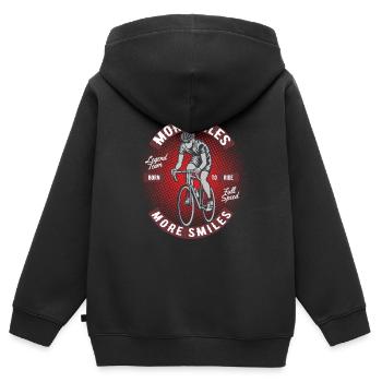 Mehr Kilometer mit dem Fahrrad, mehr Lächeln - Kinder Premium Organic Zip Hoodie - Schwarz - Hinten - AI Model Kid Male (0cm)