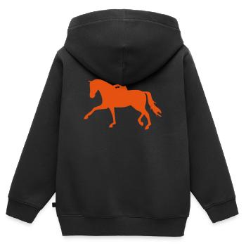2541614 15836128 dressurpferd - Kinder Premium Organic Zip Hoodie - Schwarz - Hinten - AI Model Kid Male (0cm)