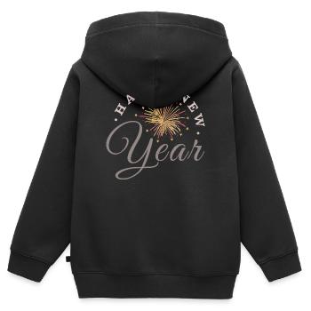 Frohes neues Jahr Feuerwerk Silvester Neujahr - Kinder Premium Organic Zip Hoodie - Schwarz - Hinten - AI Model Kid Male (0cm)