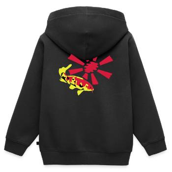 Carpe Koï sur fond éclatant - Sweat Premium à capuche zippé enfant bio - noir - Dos - AI Model Kid Male (0cm)